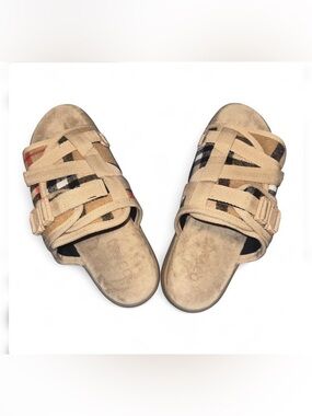 Draco Beige Plaid Slide Sandals